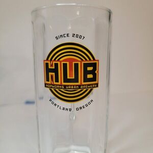 HUB Hopworks Urban Brewery Beer Glass Heavy Mug‎ Since 2007 Portland Oregon